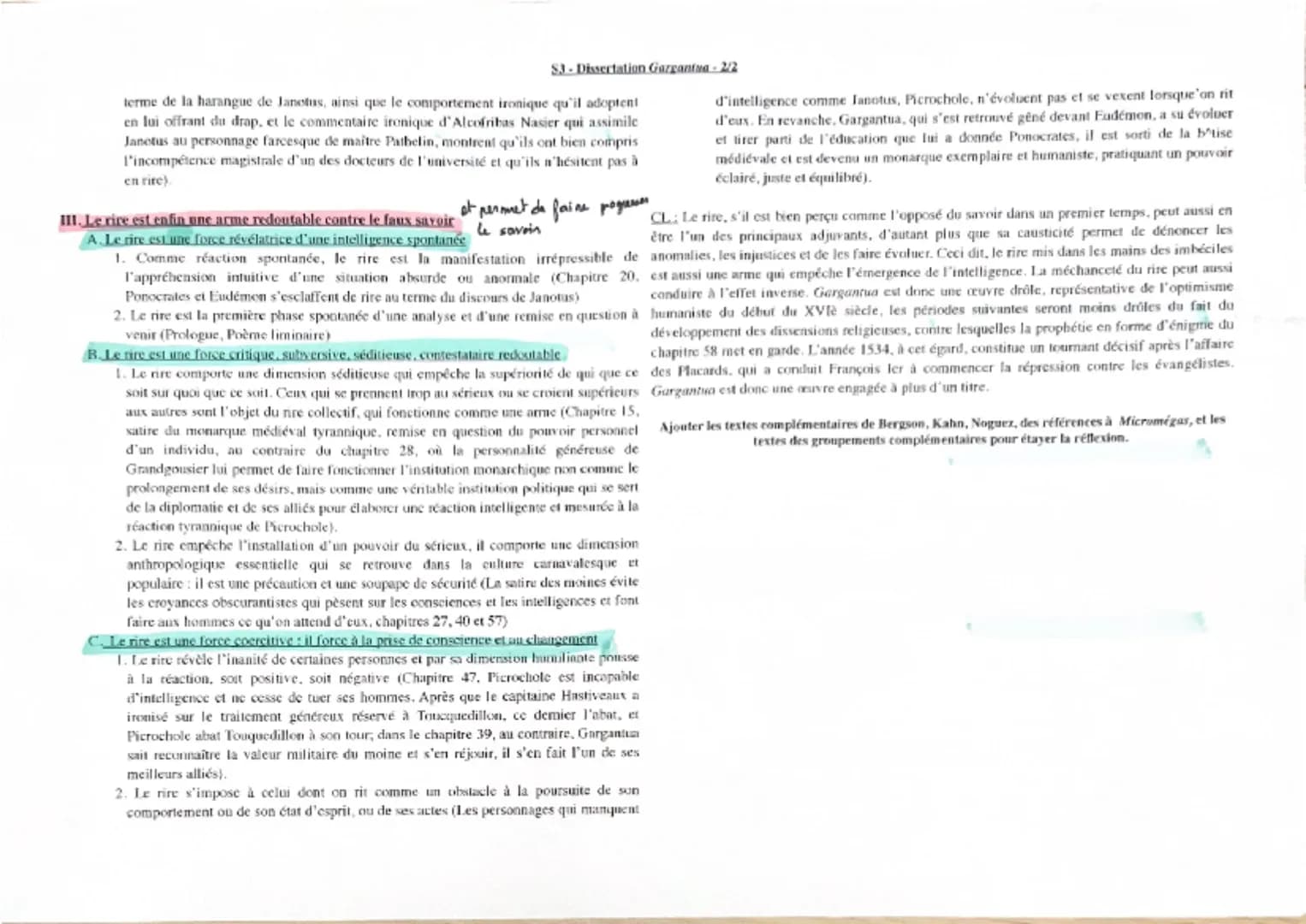 ponce que
$3-Dissertation Garganta 1/2
Sujet : Le rire est-il l'ennemi du savoir? Vous répondrez à cette question en vous appuyant sur 11. M