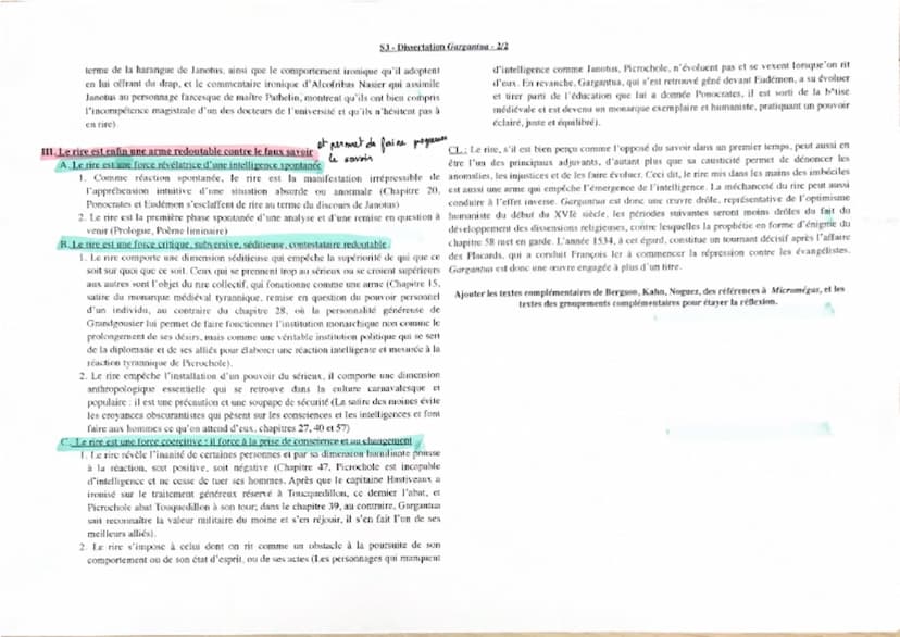 ponce que
$3-Dissertation Garganta 1/2
Sujet : Le rire est-il l'ennemi du savoir? Vous répondrez à cette question en vous appuyant sur 11. M