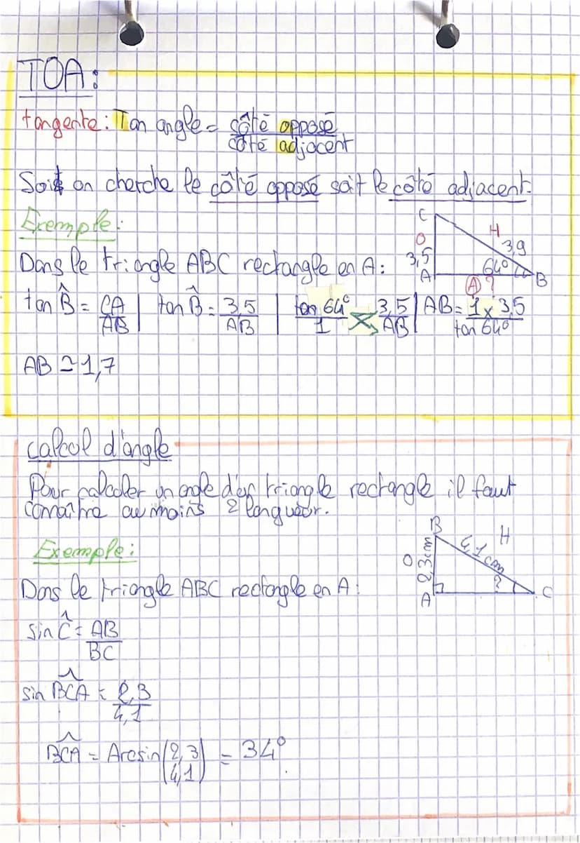 Chap 8:
7.
MATHS!
Utiliser la trigonométrie du triangle rectangle
SOH:
sinus: Sin angle = Côté Opposé
Hypo Fénuse
Soit on cherche le côté op