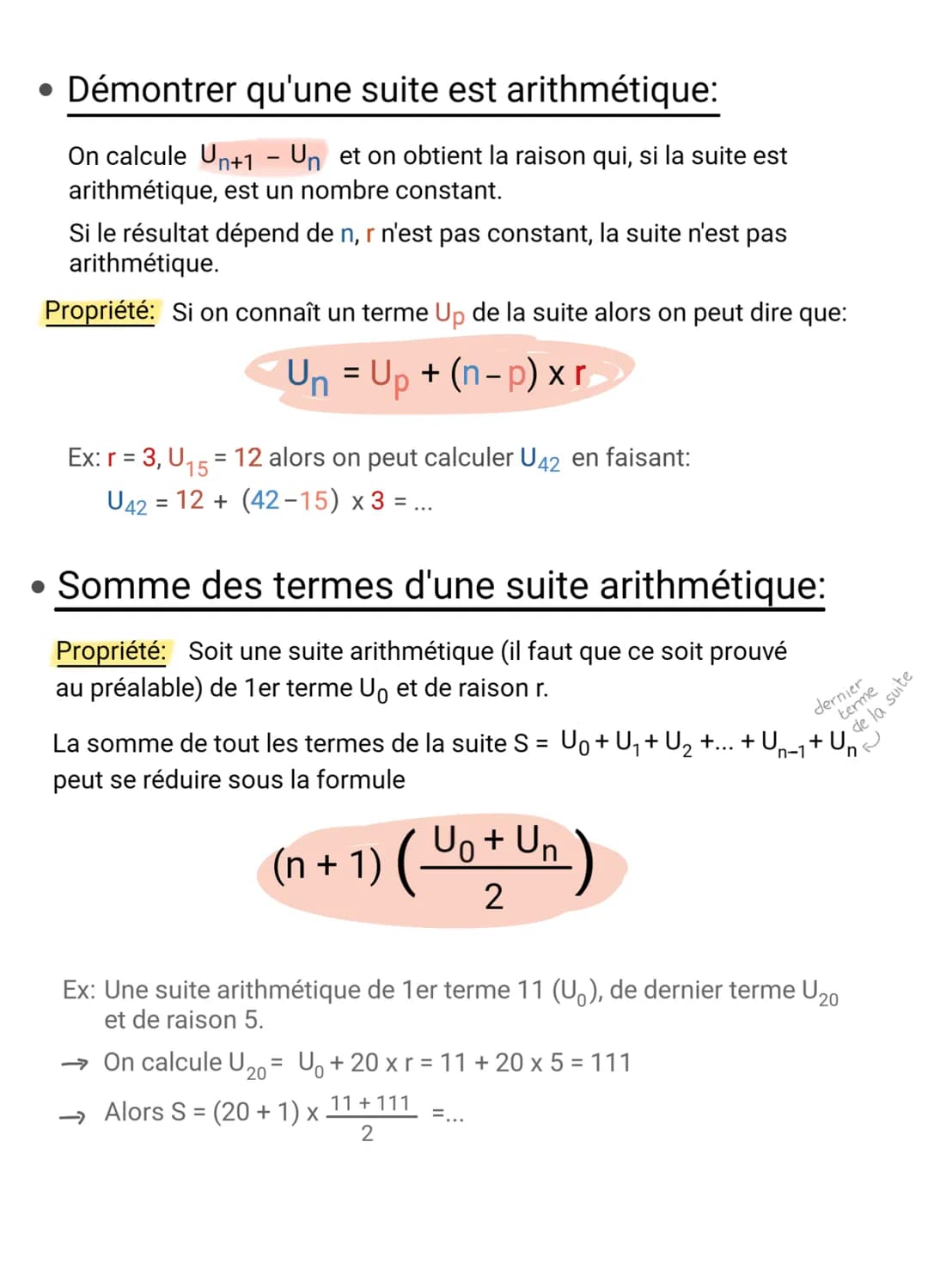 • Démontrer qu'une suite est géométrique:
On essaye de prouver que Un+1 = q x Un où q est un nombre
constant et indépendant de n.
Ex: Un
=47