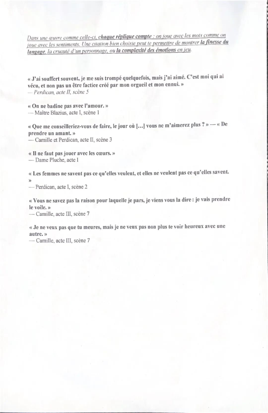Théâtre du 17ème au 21éme-On ne badine pas avec l'amour, Alfred DE MUSSET, 1834,
Parcours associé « Les jeux du coeur et de la parole ».
1- 