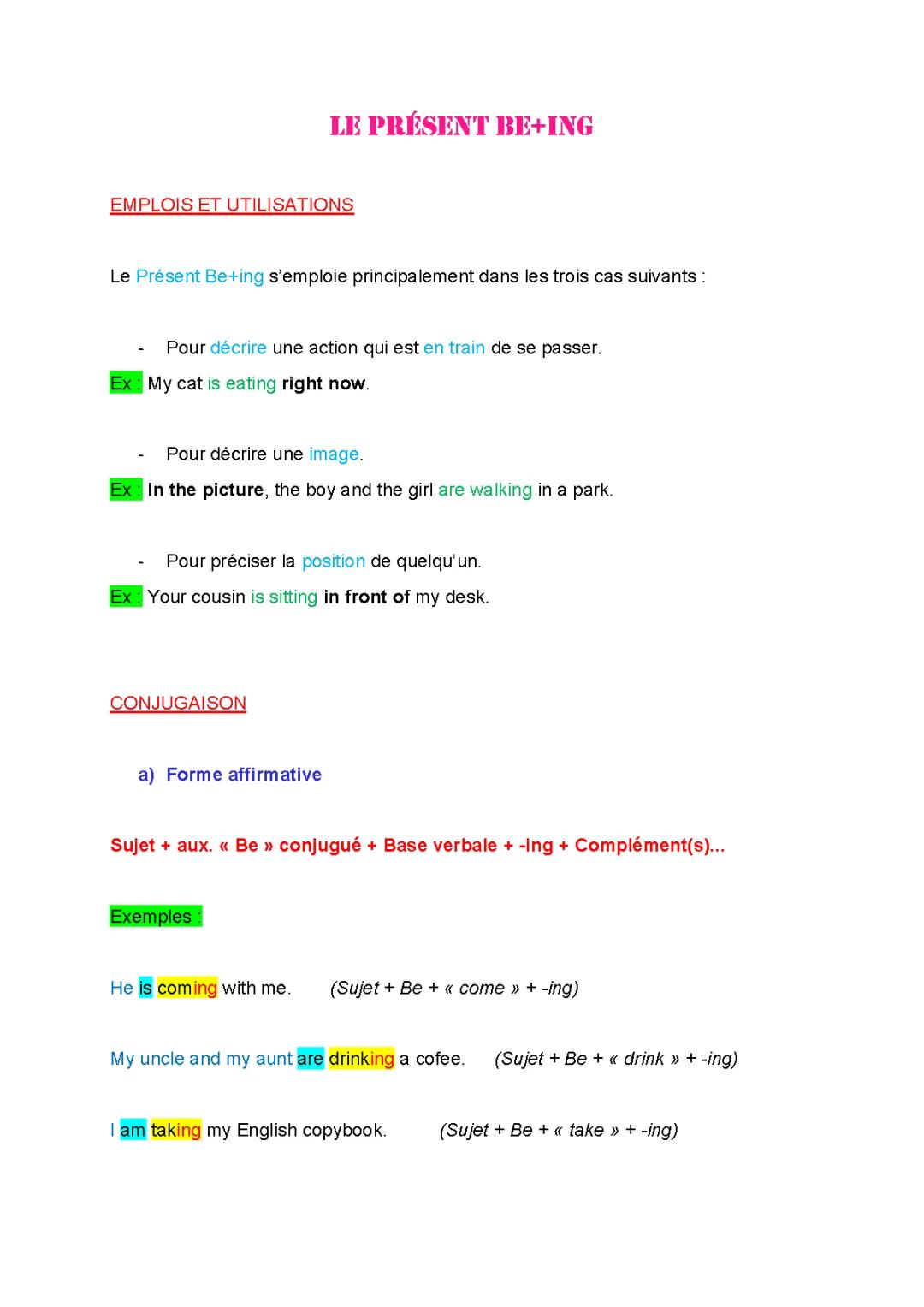 Découvre le présent be+ing en anglais : exemples faciles !