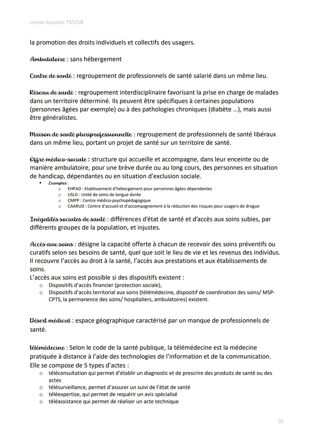 Léane meunier TST2SB
Définitions des notions de Première et de Terminale ST2S
Santé: Etat de complet bien-être physique, psychique et social