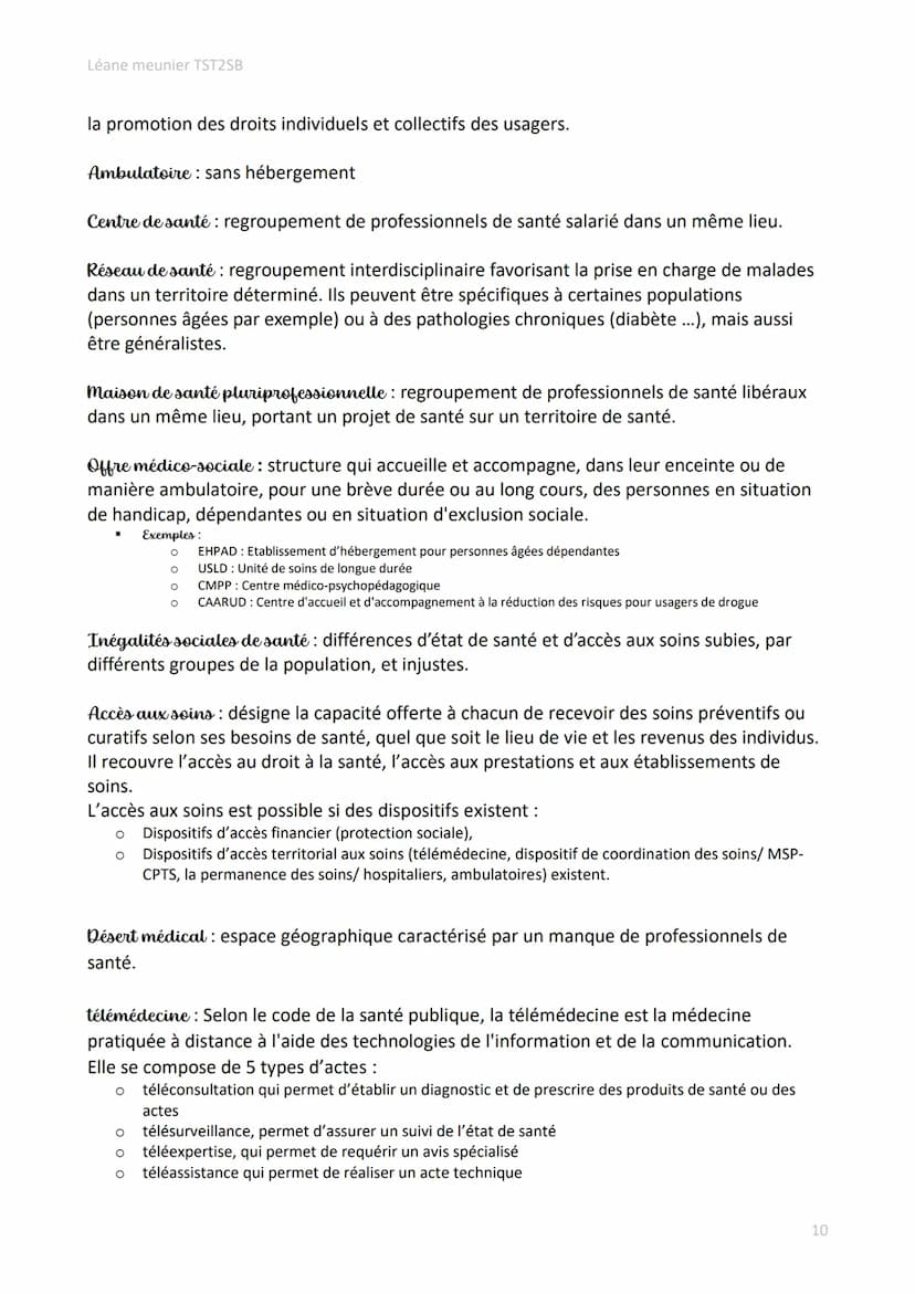 Léane meunier TST2SB
Définitions des notions de Première et de Terminale ST2S
Santé: Etat de complet bien-être physique, psychique et social
