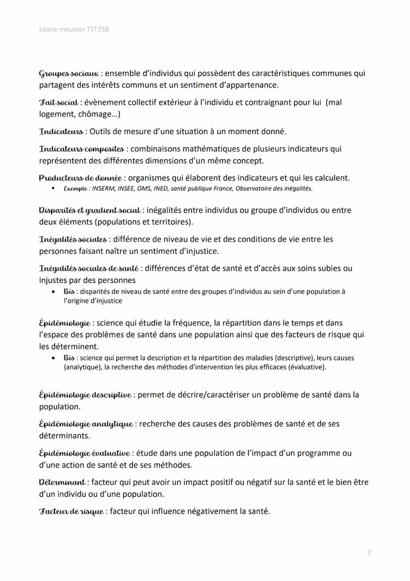 Léane meunier TST2SB
Définitions des notions de Première et de Terminale ST2S
Santé: Etat de complet bien-être physique, psychique et social