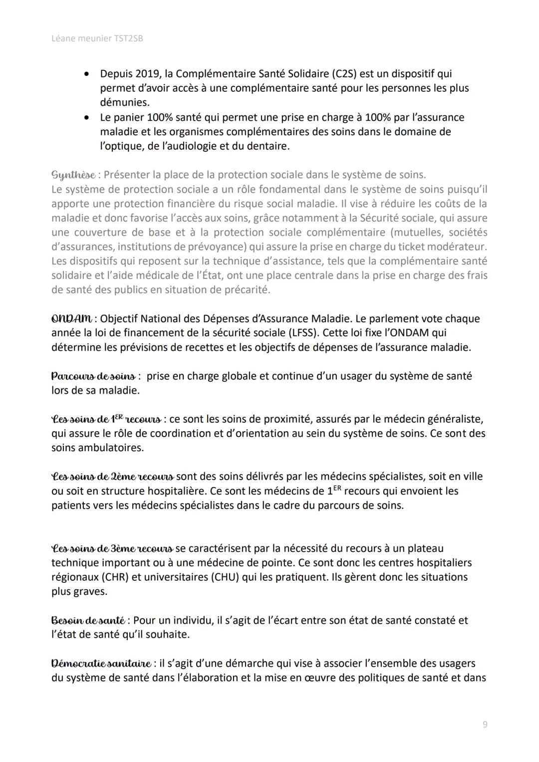 Léane meunier TST2SB
Définitions des notions de Première et de Terminale ST2S
Santé: Etat de complet bien-être physique, psychique et social