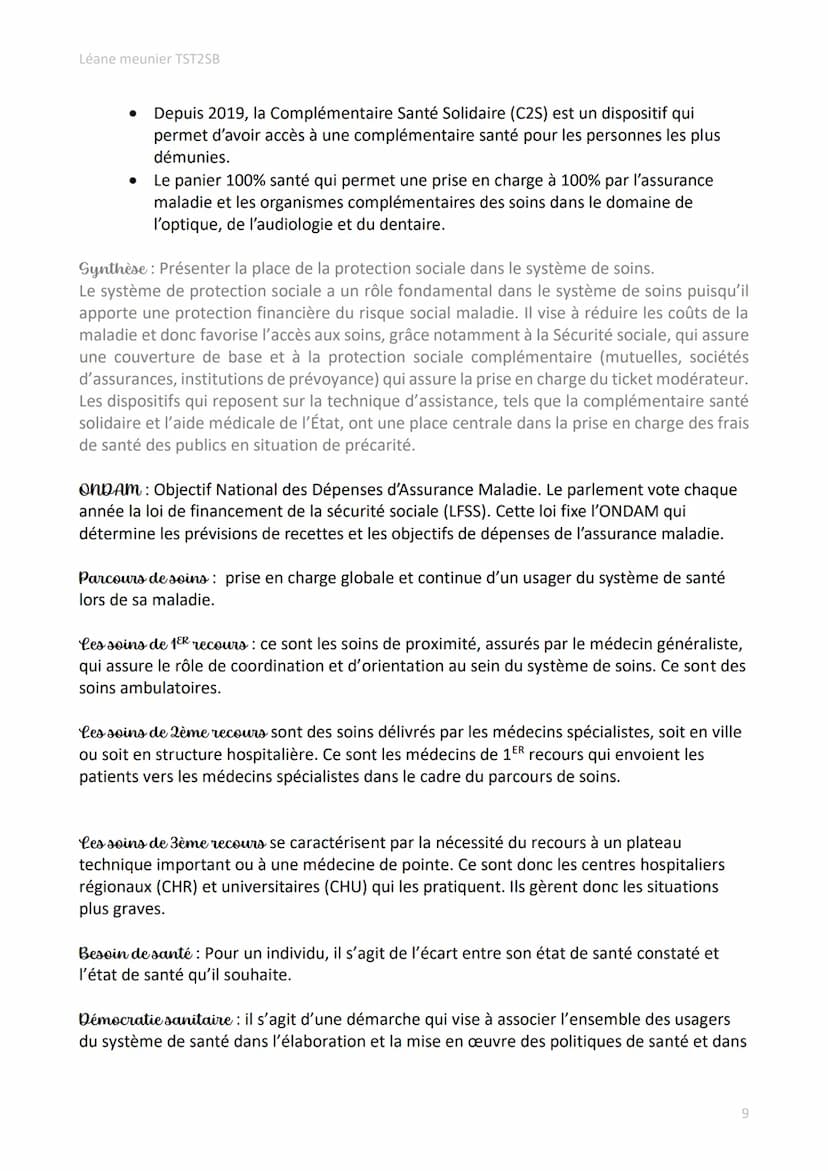 Léane meunier TST2SB
Définitions des notions de Première et de Terminale ST2S
Santé: Etat de complet bien-être physique, psychique et social