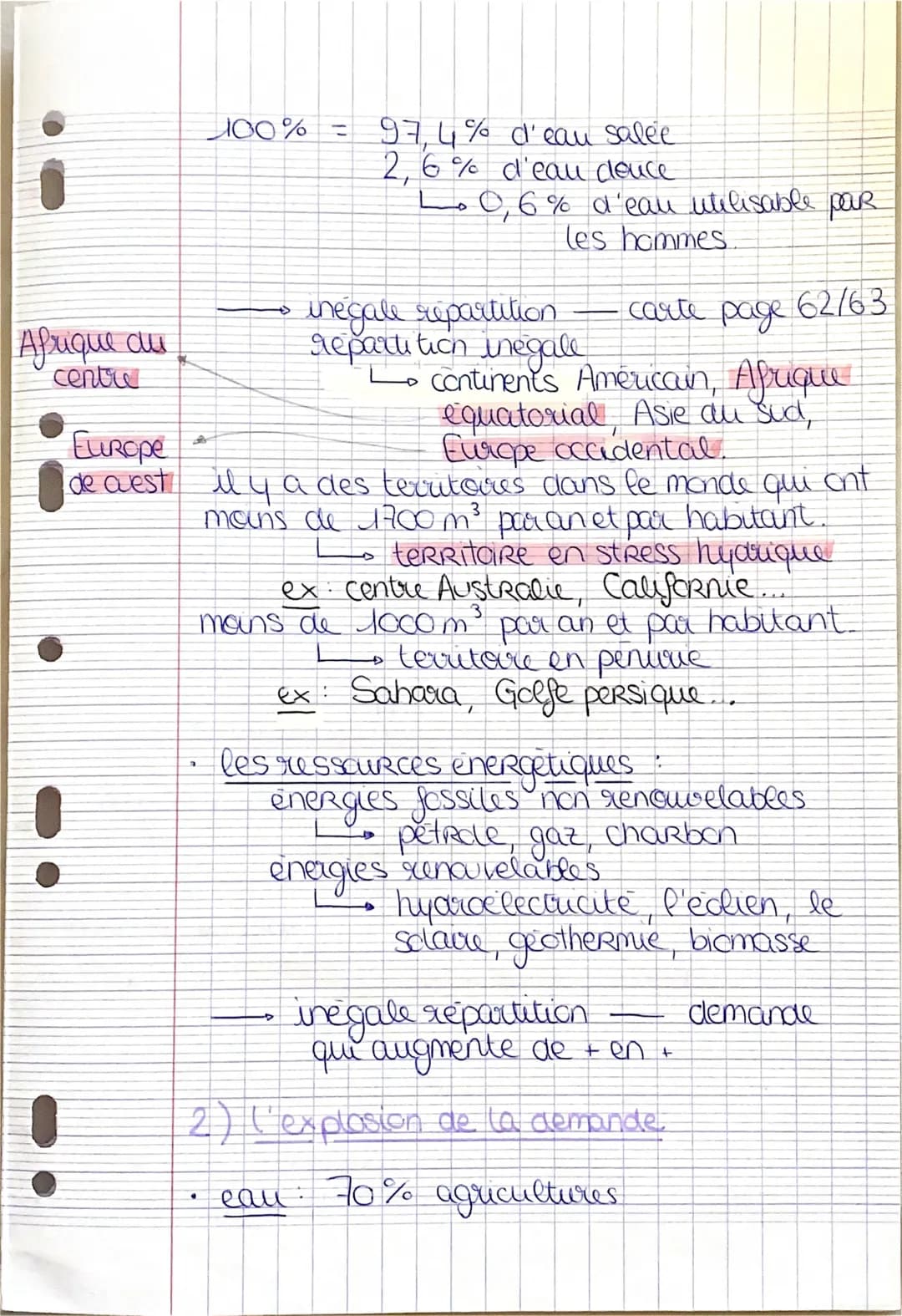 COURS 1
I
beaucoup
Géo thème 1
Societes et environnement
des équilibres fragiles
chapitre 2: des ressources majeures sous
pression: tensions