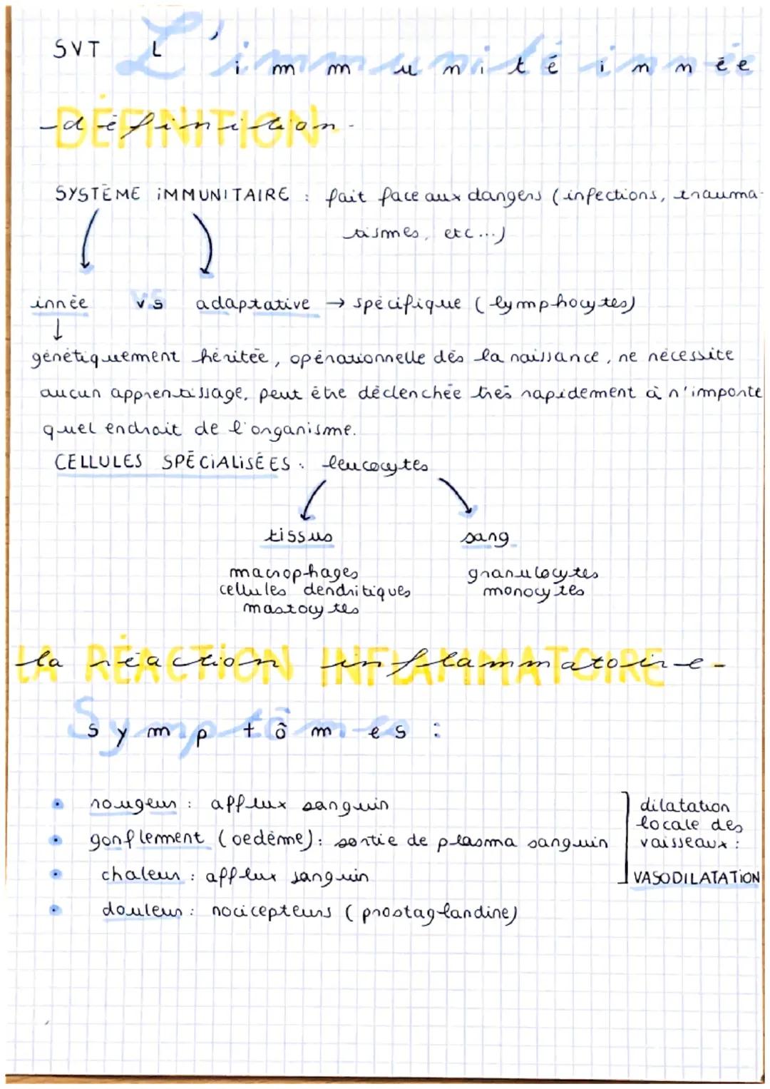 SVT
L'
imm
unité immée
-définition
SYSTEME IMMUNITAIRE fait face aux dangers (infections, Inauma


asmes, etc...)
innee VS adaptative spécif