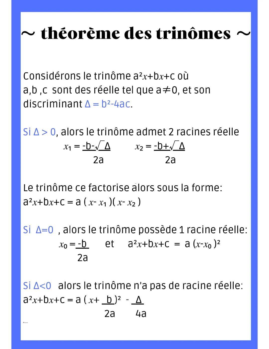 Théorème des trinômes