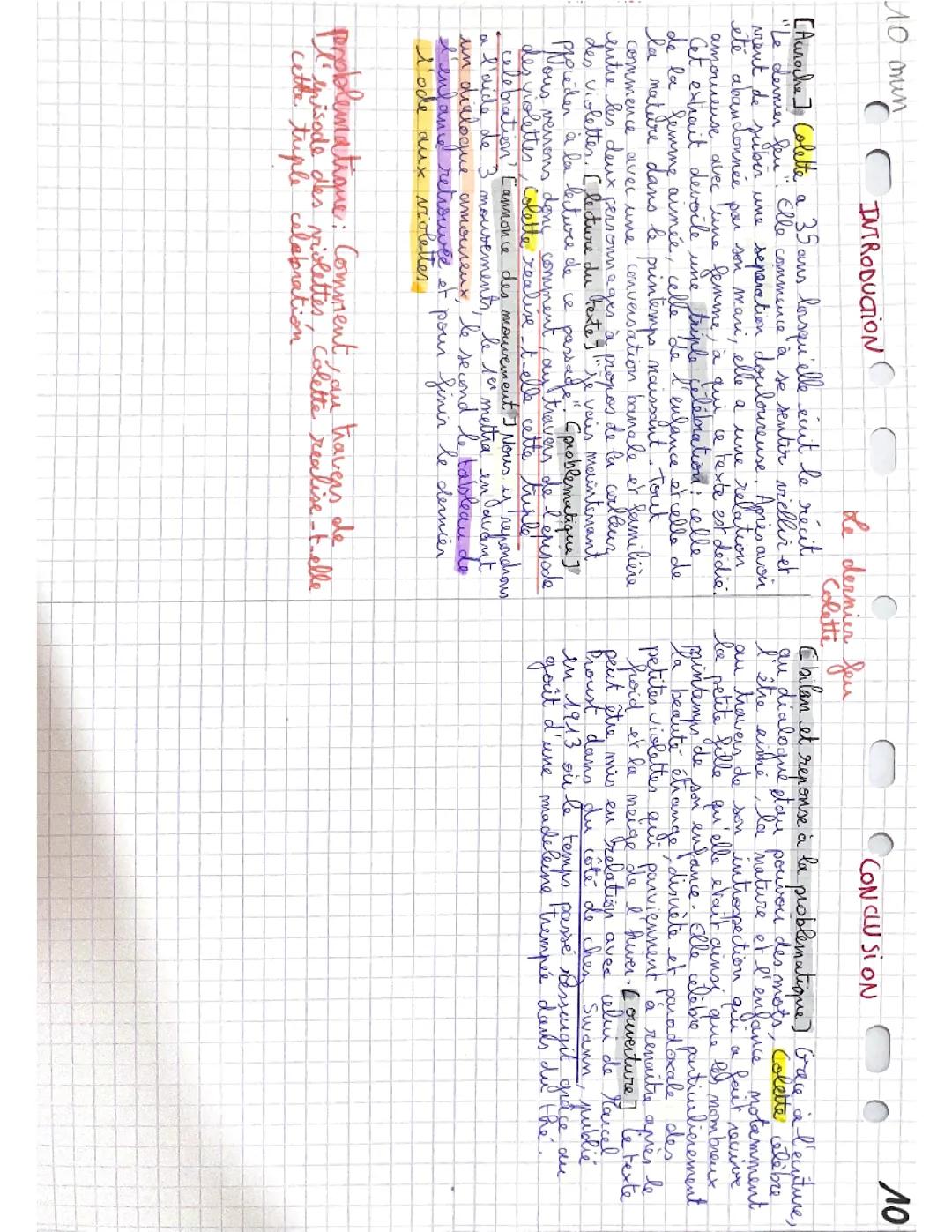 Analyse linéaire du dernier feu de Colette - Les vrilles de la vigne