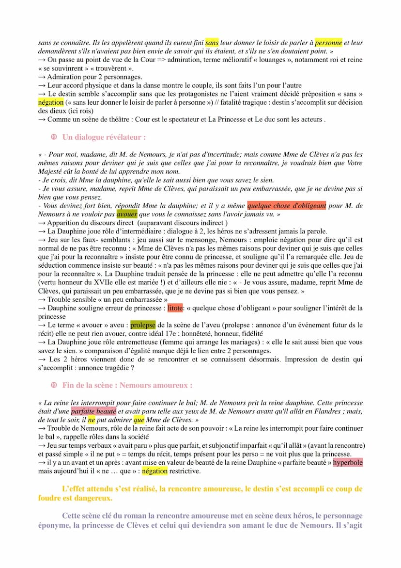 LA n°11 : « La rencontre au bal », La princesse de Clèves, Madame De
Lafayette
Elle passa tout le jour des fiançailles chez elle à se parer,