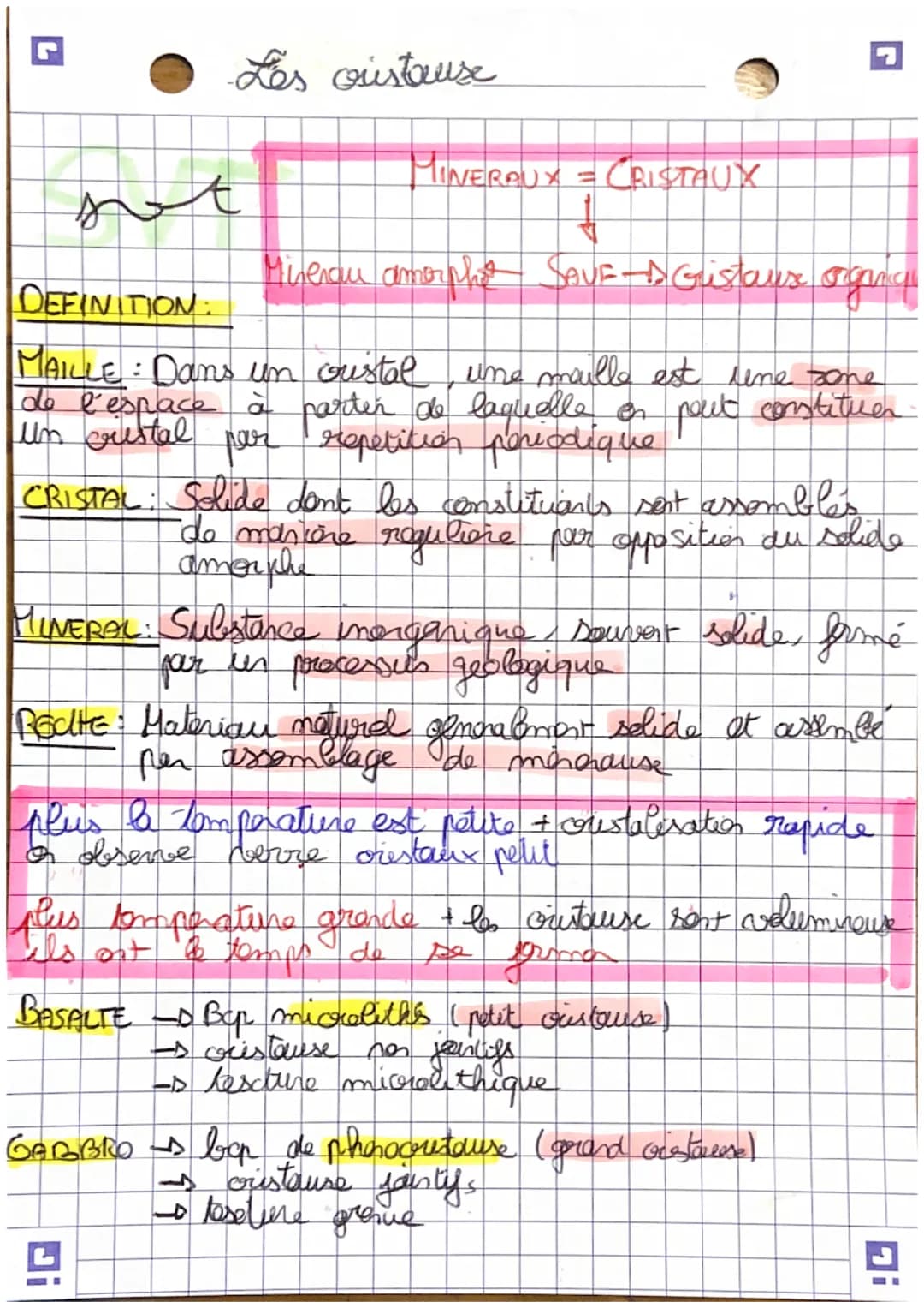 sot
Les oustause
MINERRUX = CRISTAUX
Minerau amornho SAVE-D. Gristaux organa
DEFINITION:
MAILLE : Dans un cristal une maille est une zone
de