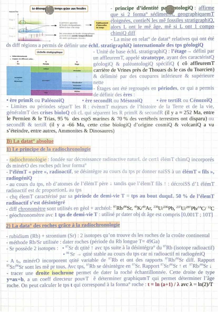 ème 1: La Terre, la vie et l'organisation du vivan
Parte 2: A la recherche du passé géologique de notre planete
Chapitre 1 : Le temps et les