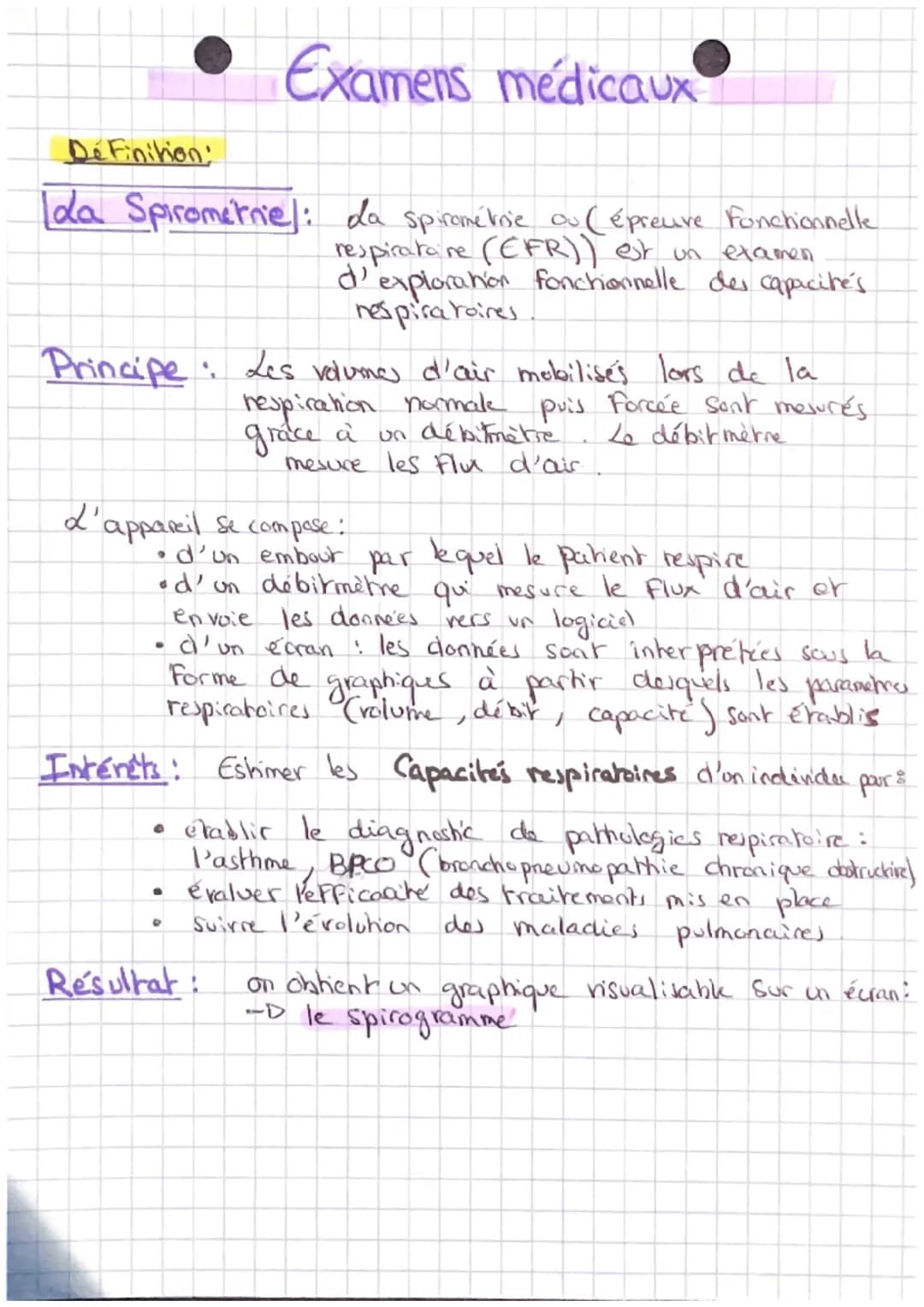 Examens médicaux
De Finition:
Ida Spirometriel: da spirométrie ou (épreuve Fonctionnelle
respiratoire (EFR)) est un examen
d'exploration fon