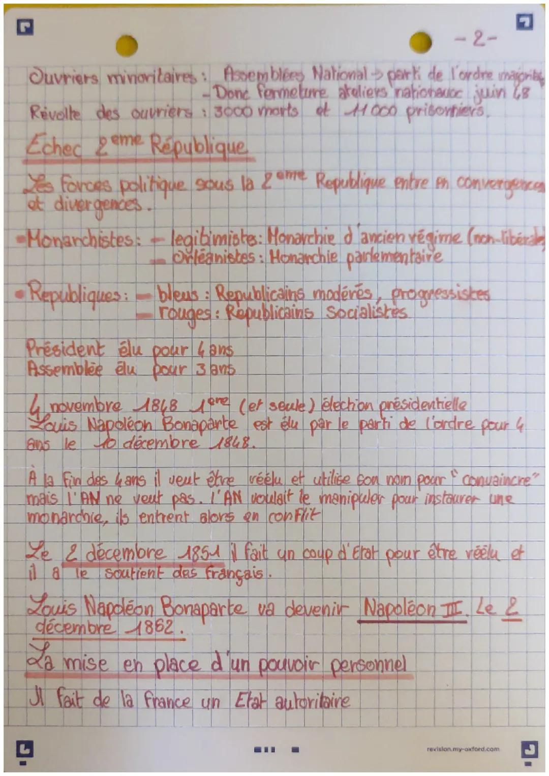 -1-
# Histoire

Louis Philipe fait interdire les banquets → 3j de manifestation.

24 Fevrier 1848 proclamation de la République

Lamartine p