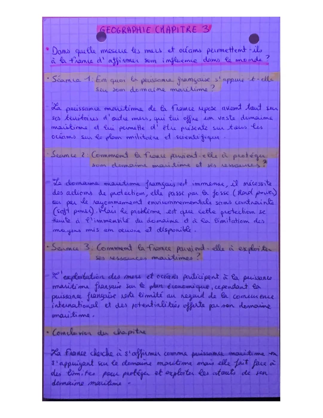 GEOGRAPHIE CHAPITRE 3
Dans quelle mesure les meis et océams permettent-ils
à la france d'affirmer som influence dans le monde
appie-t-ella
•