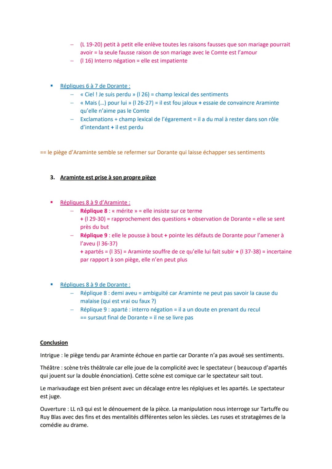 Introduction
Lecture linéaire : Les Fausses Confidences (Acte 2, Scène 13)
Araminte veut être sûre des sentiments de Dorante. Elle lui fait 