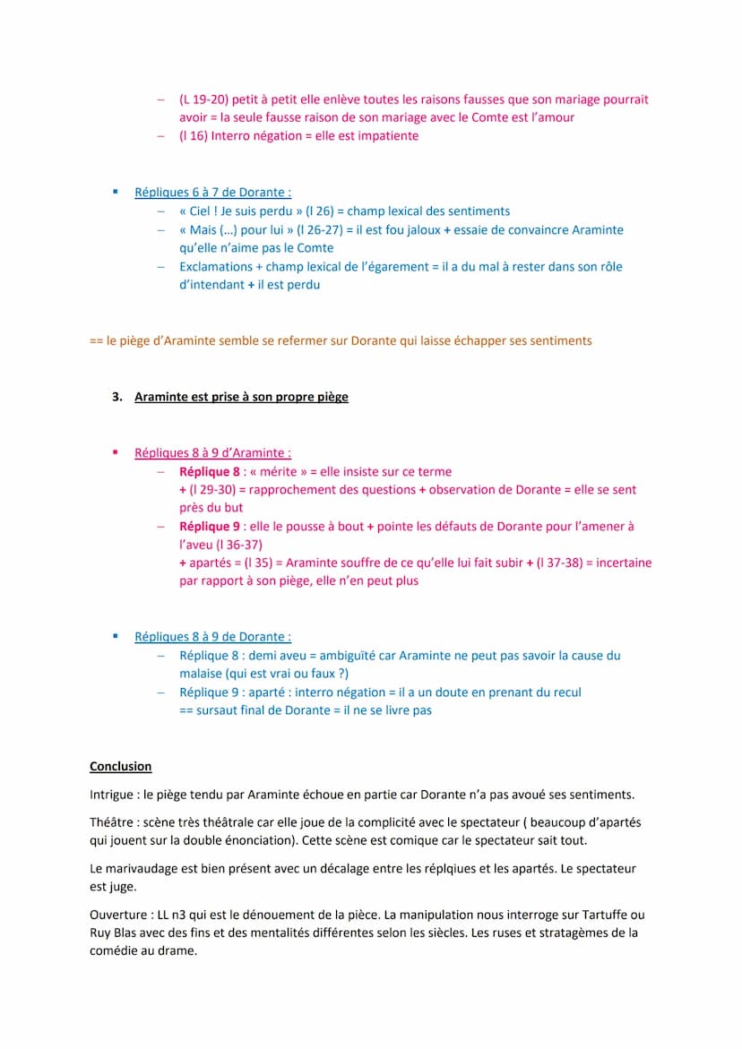 Introduction
Lecture linéaire : Les Fausses Confidences (Acte 2, Scène 13)
Araminte veut être sûre des sentiments de Dorante. Elle lui fait 