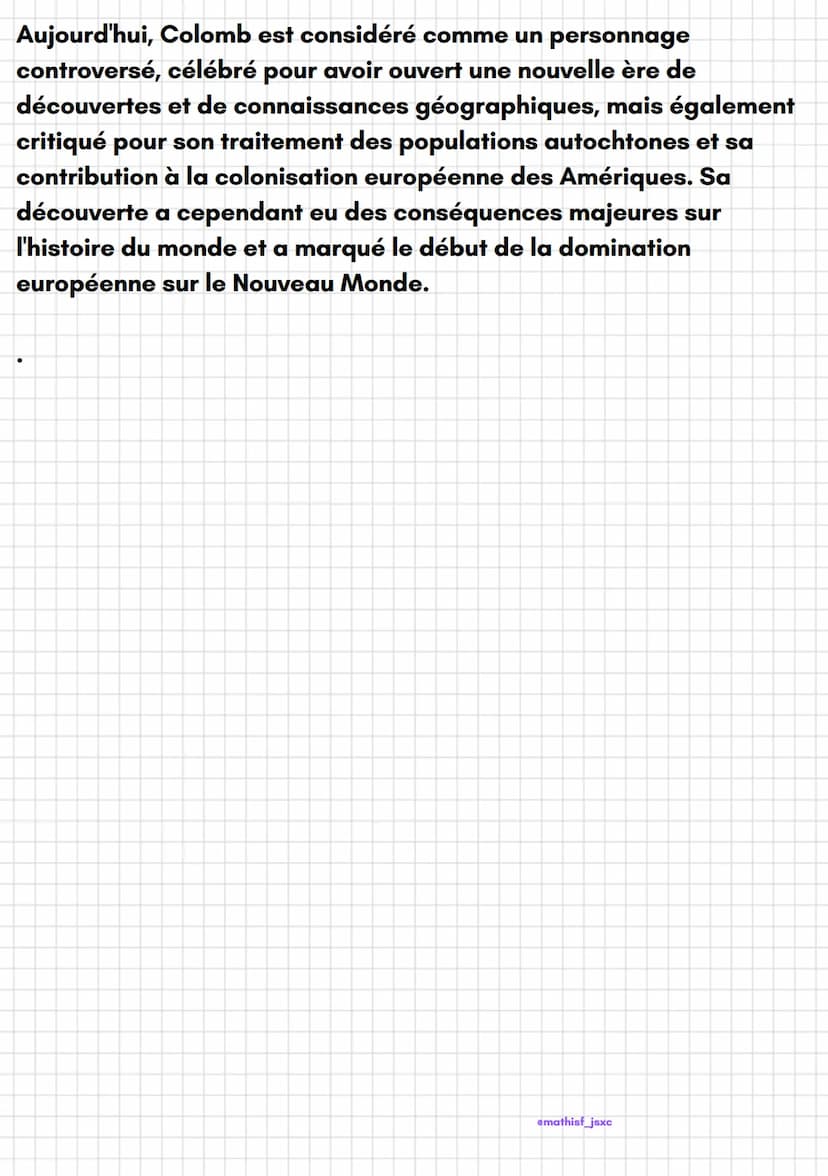 emathisf_jsxc
Histoire
Christophe Colomb
Christophe Colomb est un explorateur italien
né en 1451 à Gênes, en Italie. Il est connu pour
avoir