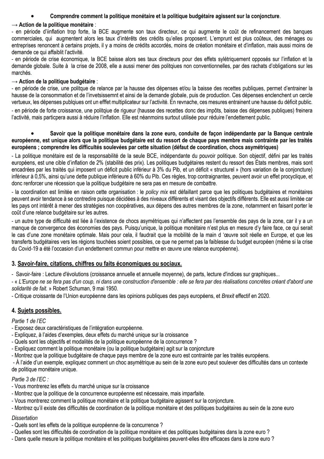 Fiche de révision 7 : Quelles politiques économiques dans le cadre européen ?
1. Notions :
Marché unique : espace dans lequel les biens, les