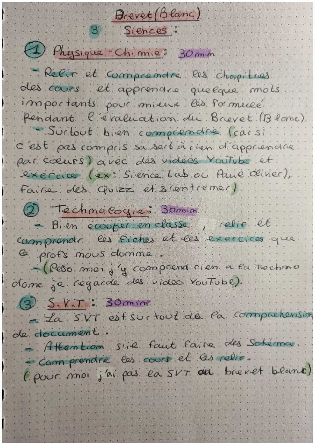 3
Brevet (Blanc)
Siences:
Physique Chimie 30 mm
- Relir et comprendre les chapitues.
des cours et apprendre quelque mots.
importants pour mi