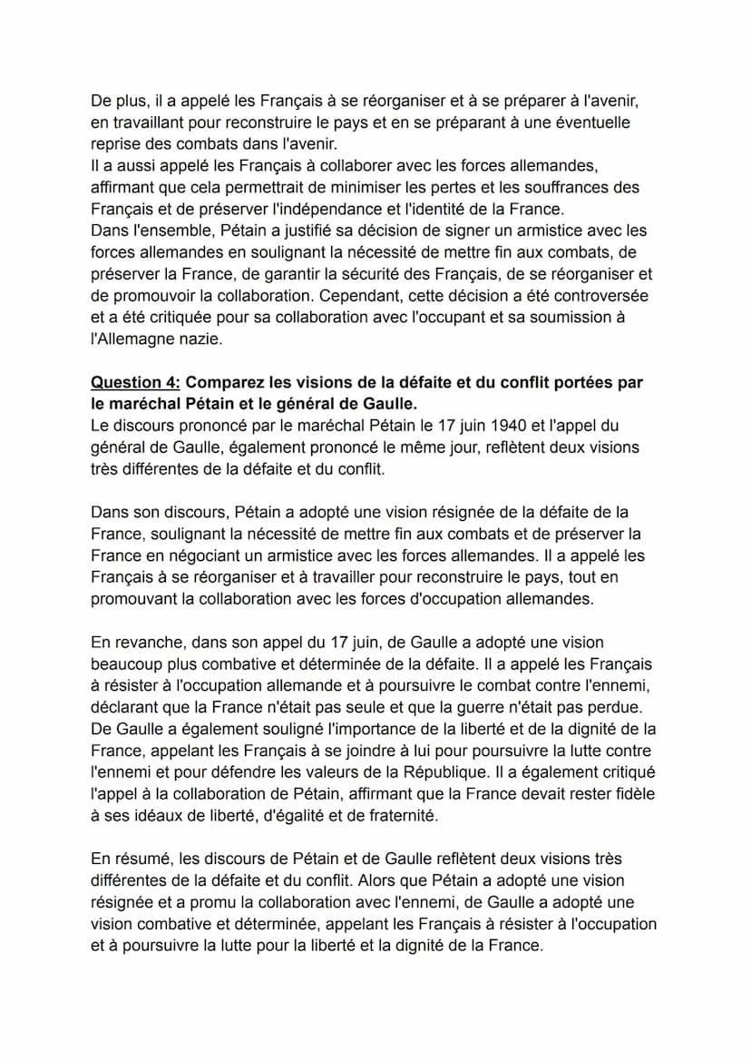 -DM Histoire-
Question 1: Montrez la rapidité de la défaite de 1940.
La défaite de la France en 1940 a été rapide et dévastatrice. Les force