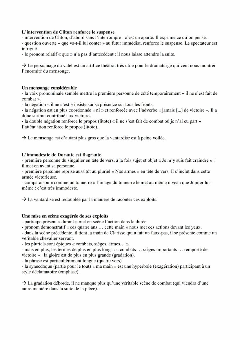--- OCR Start ---
Extrait étudié
Corneille, Le Menteur, 1644
Acte I scène 3 → Explication linéaire
CLARICE.
Quoi! Vous avez donc vu l'Allema