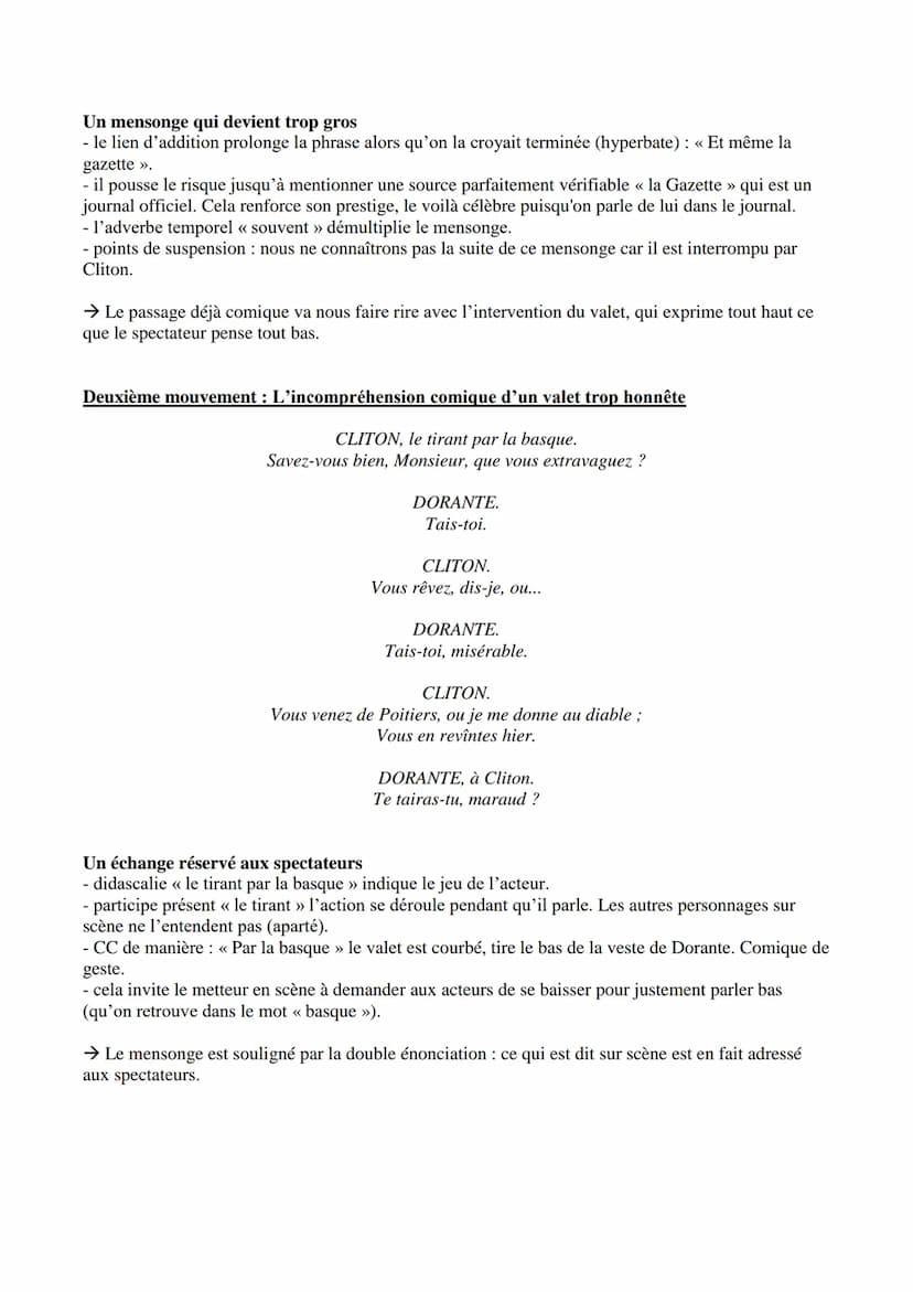 --- OCR Start ---
Extrait étudié
Corneille, Le Menteur, 1644
Acte I scène 3 → Explication linéaire
CLARICE.
Quoi! Vous avez donc vu l'Allema