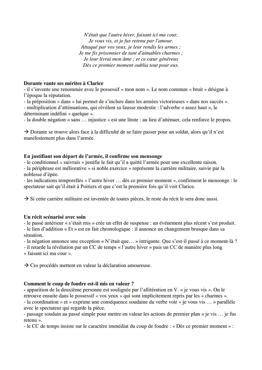 --- OCR Start ---
Extrait étudié
Corneille, Le Menteur, 1644
Acte I scène 3 → Explication linéaire
CLARICE.
Quoi! Vous avez donc vu l'Allema