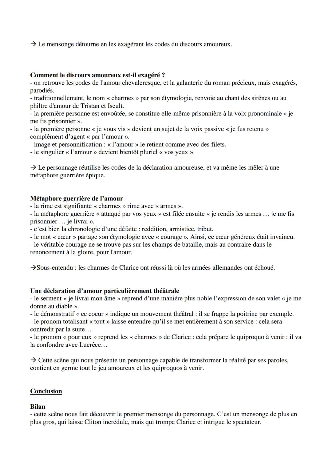 --- OCR Start ---
Extrait étudié
Corneille, Le Menteur, 1644
Acte I scène 3 → Explication linéaire
CLARICE.
Quoi! Vous avez donc vu l'Allema
