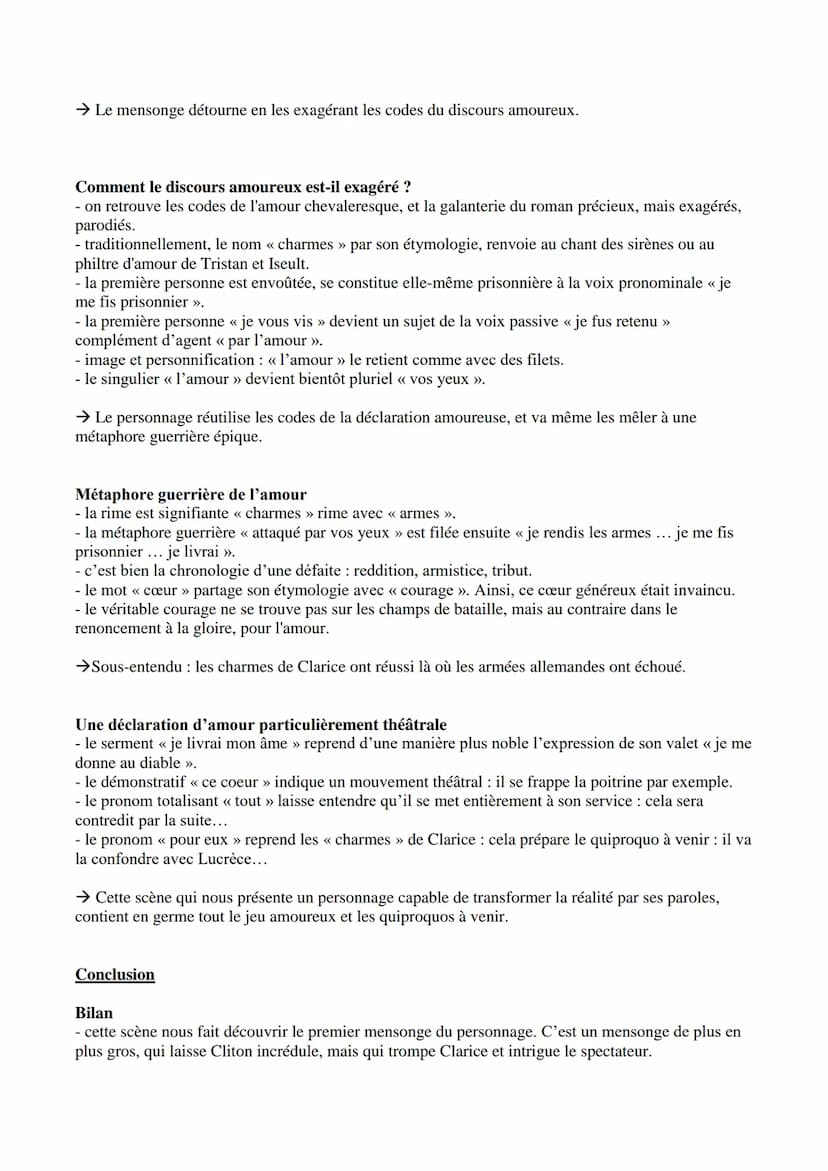 --- OCR Start ---
Extrait étudié
Corneille, Le Menteur, 1644
Acte I scène 3 → Explication linéaire
CLARICE.
Quoi! Vous avez donc vu l'Allema