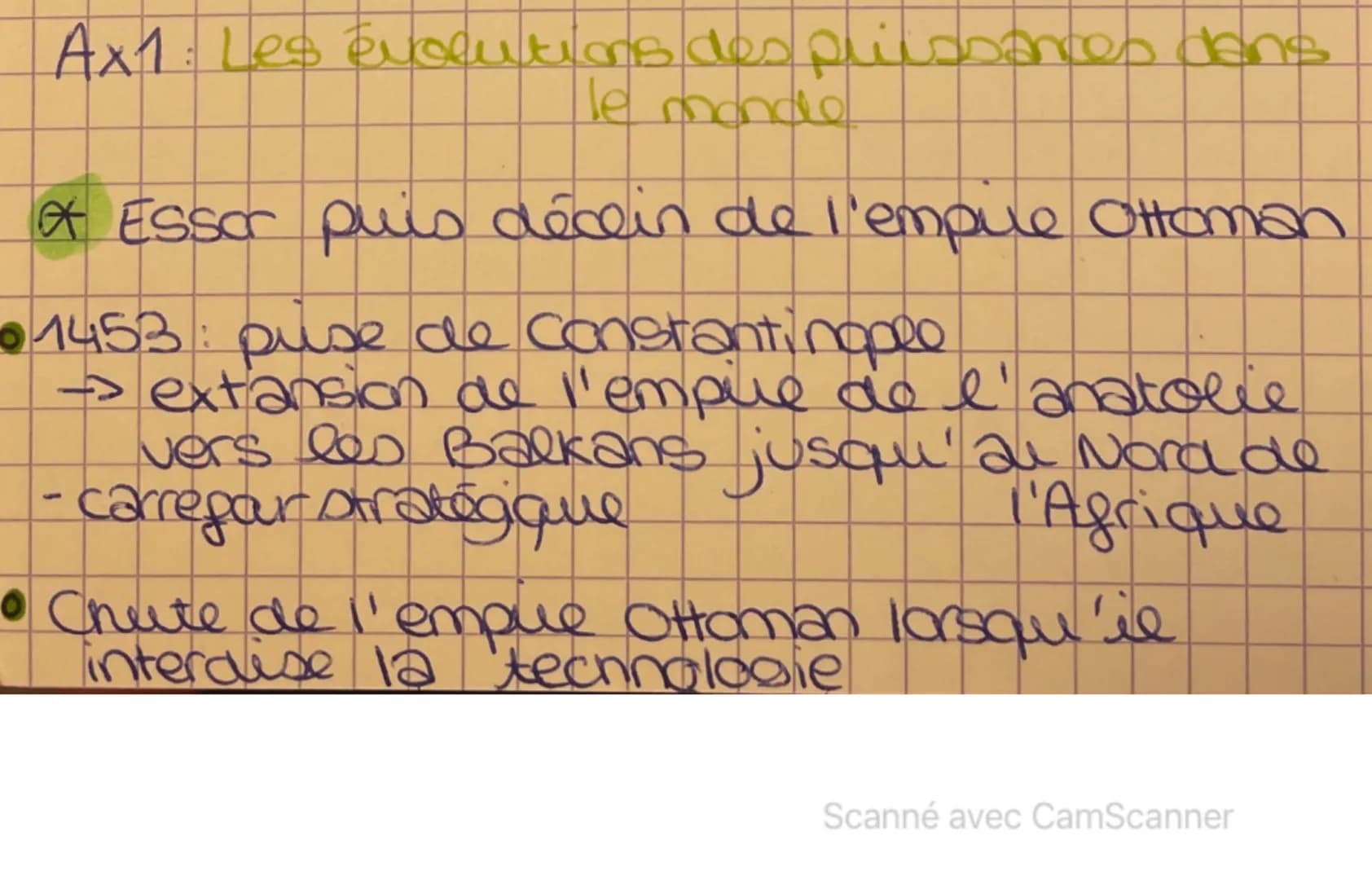 Ax1: Les evolutions des puissances dans
le monde
* Essor puis décein de l'empue Ottoman
•1453: puse de constantinopele
→
extansion de l'empi