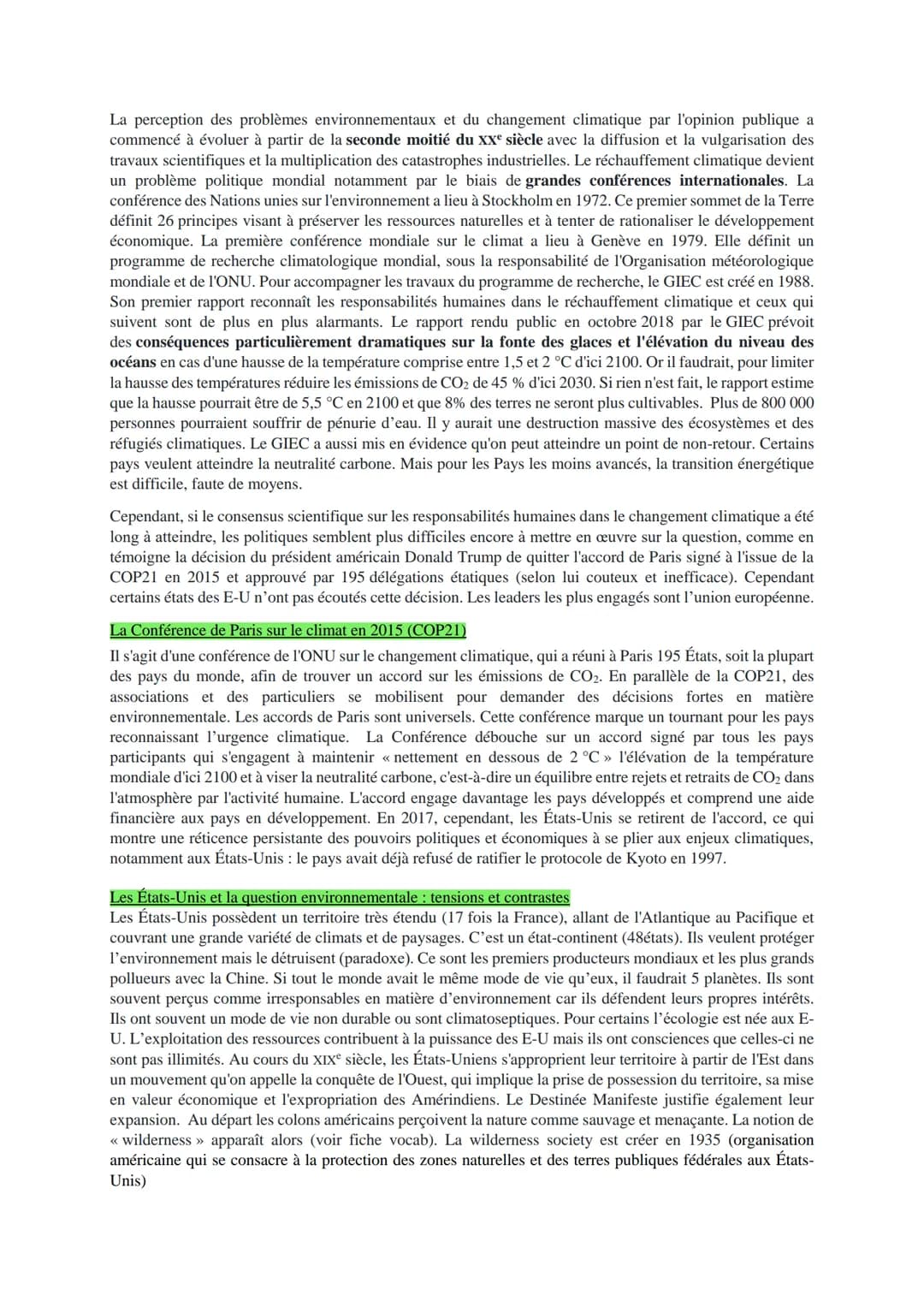 L'ENVIRONNEMENT HGGSP
L'environnement est un concept qui désigne le cadre de vie des individus et des populations. Il comprend
donc le milie