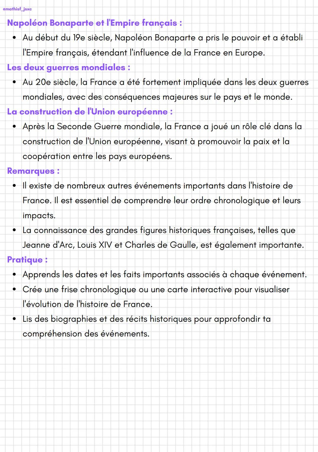emathisf_jsxc
L'histoire de France est riche en événements majeurs qui ont façonné le pays
et influencé le monde. Voici quelques-uns des évé