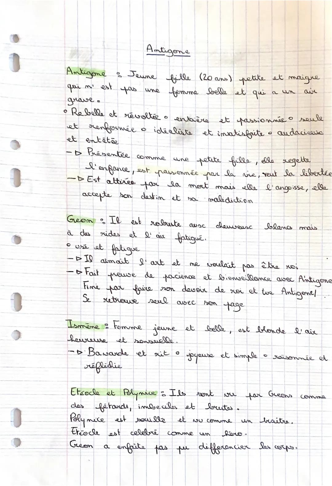 Antigone
Antigone & Jeune fille (20 ans) petite et maigue
qui n'est
pas une
femme belle et qui
a un
ave
grave.
• Rebelle et révoltée
et renf