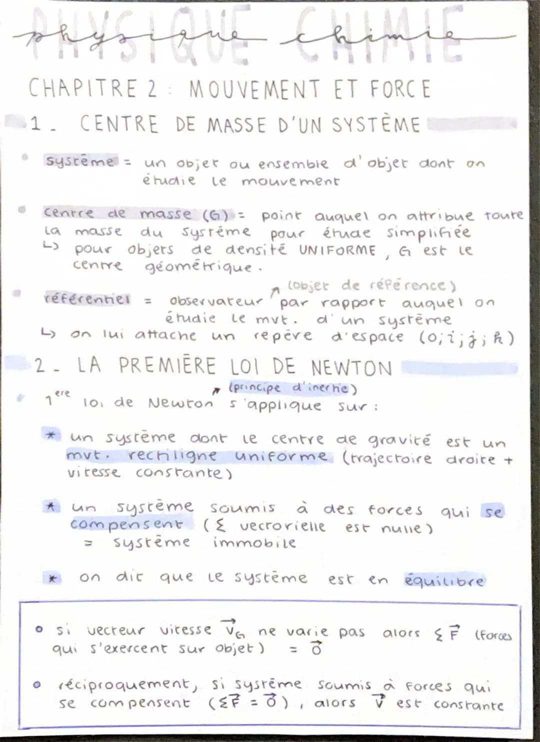 mouvement et force / deuxième loi de Newton 