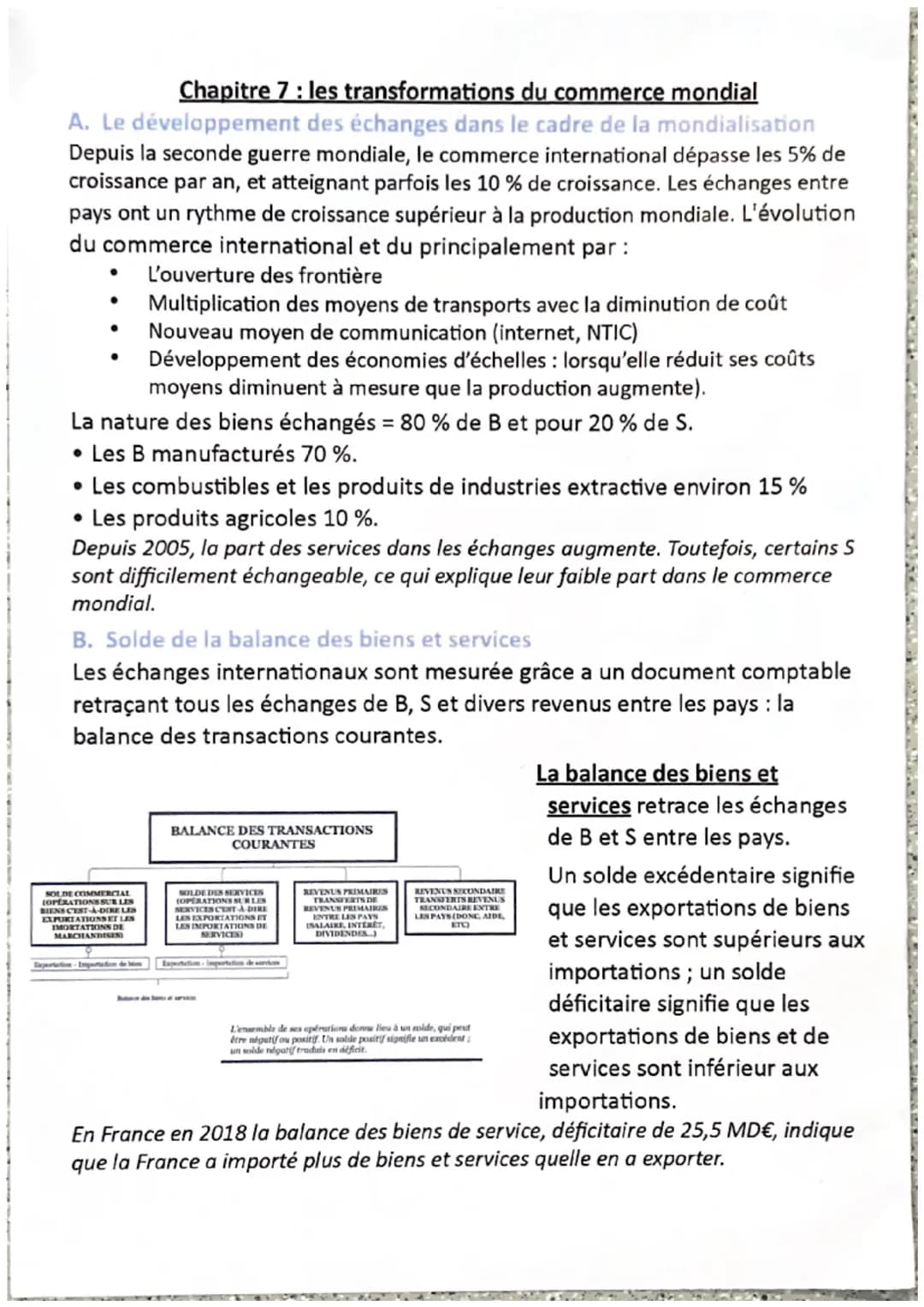 Chapitre 7 : les transformations du commerce mondial
A. Le développement des échanges dans le cadre de la mondialisation
Depuis la seconde g