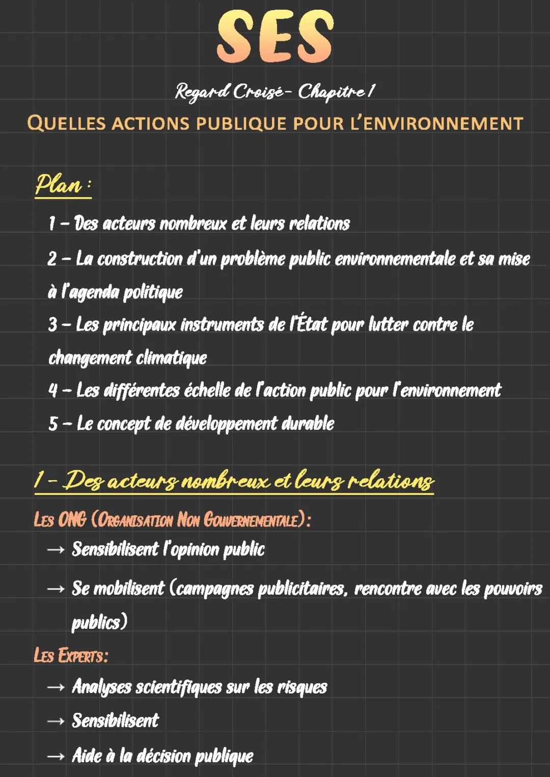 SES Terminale - Quelles Actions Publiques Pour l'Environnement - Chapitre 1