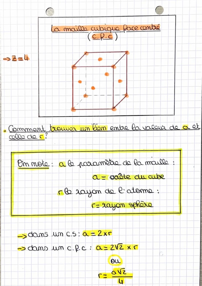 Des édifices ordommés :
les cristaux
Les deux formules de volume à commaître par ♡:
-> V(cube) = Q³ (a = un côté du cube).
-> V(sphère) = _4