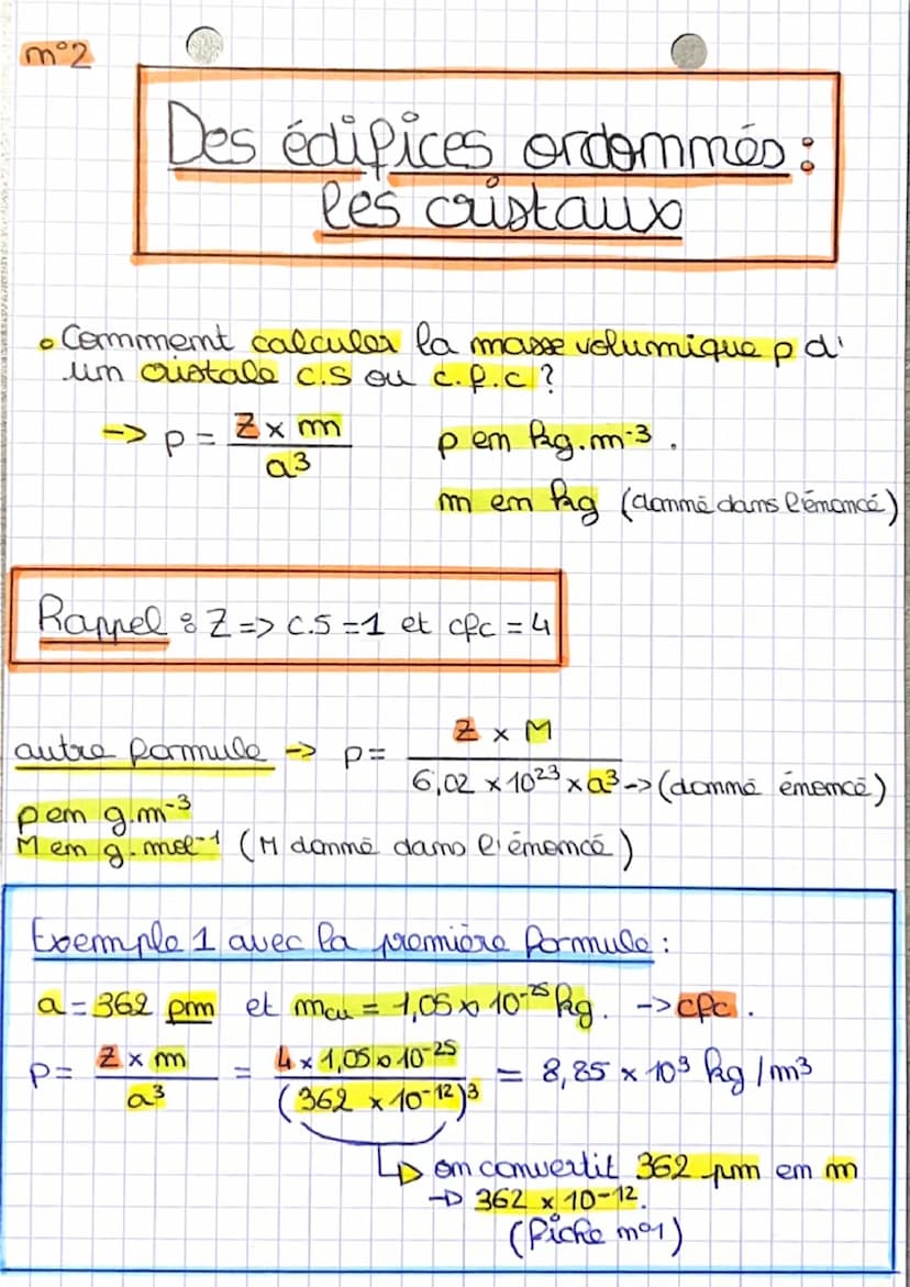 Des édifices ordommés :
les cristaux
Les deux formules de volume à commaître par ♡:
-> V(cube) = Q³ (a = un côté du cube).
-> V(sphère) = _4