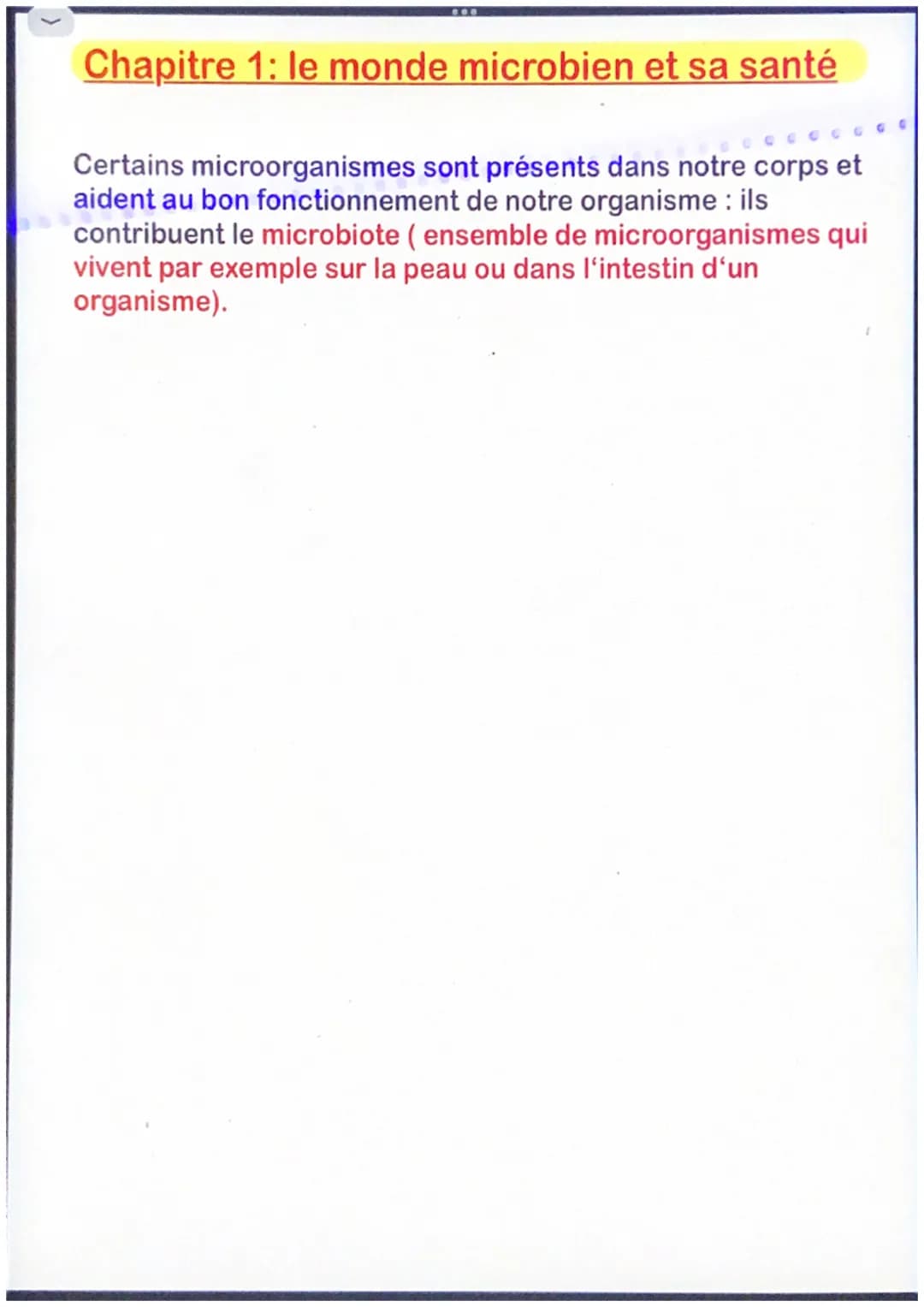 Chapitre 1: le monde microbien et sa santé
Certains microorganismes sont présents dans notre corps et
aident au bon fonctionnement de notre 