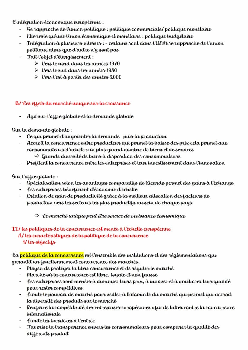 Chapitre 9: Quelles politiques
économiques dans le cadres européen?
Définitions :
Intégration économique : développement des interdépendance