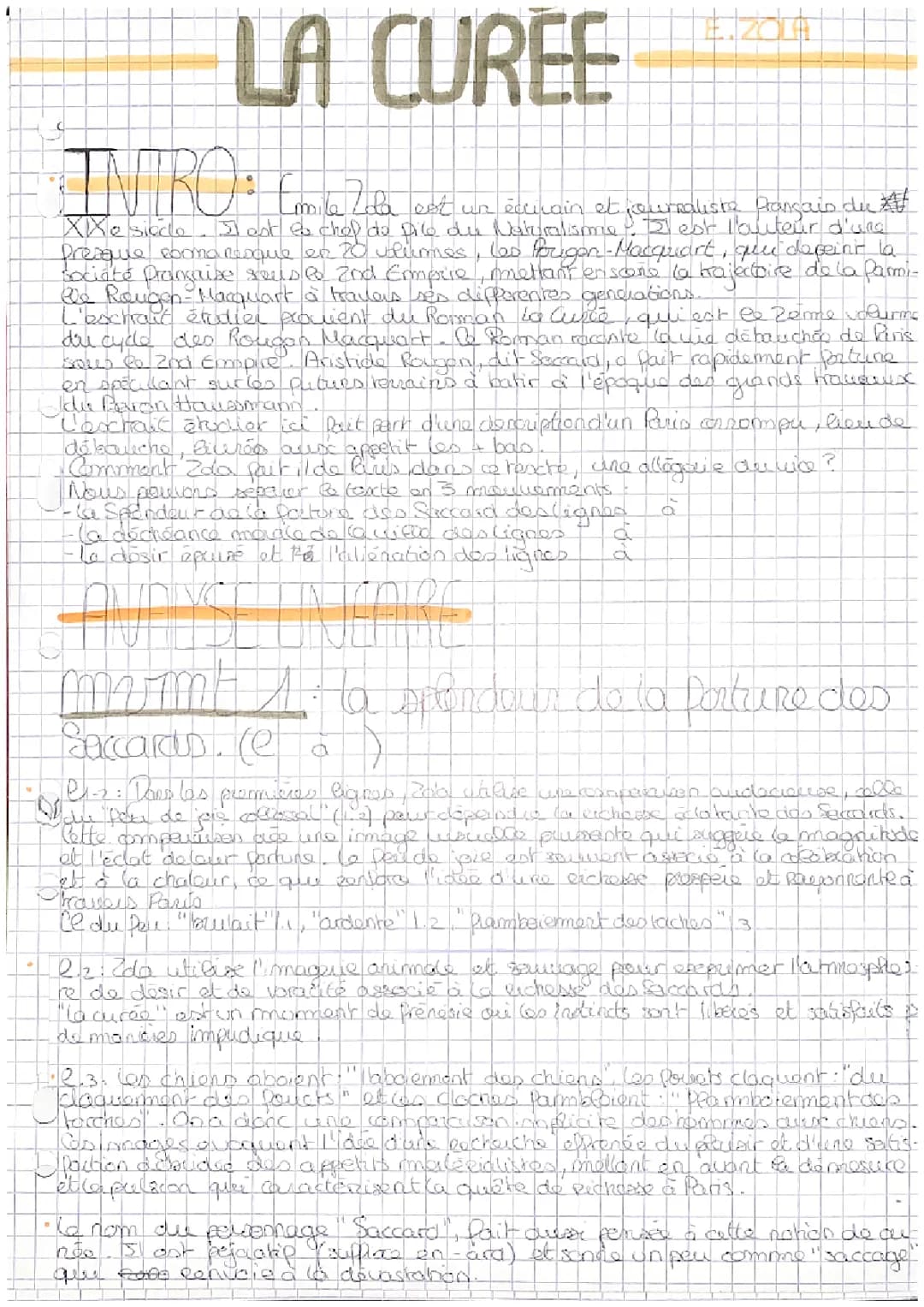 La curée de Émile Zola - analyse linaire 