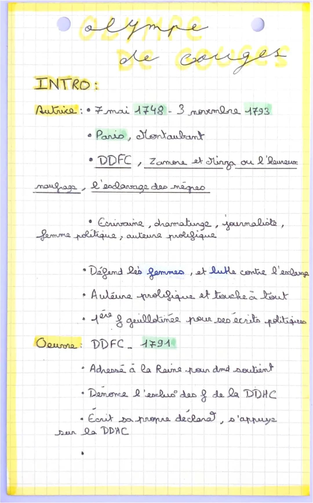 Fiche auteure de Olympe de Gouges