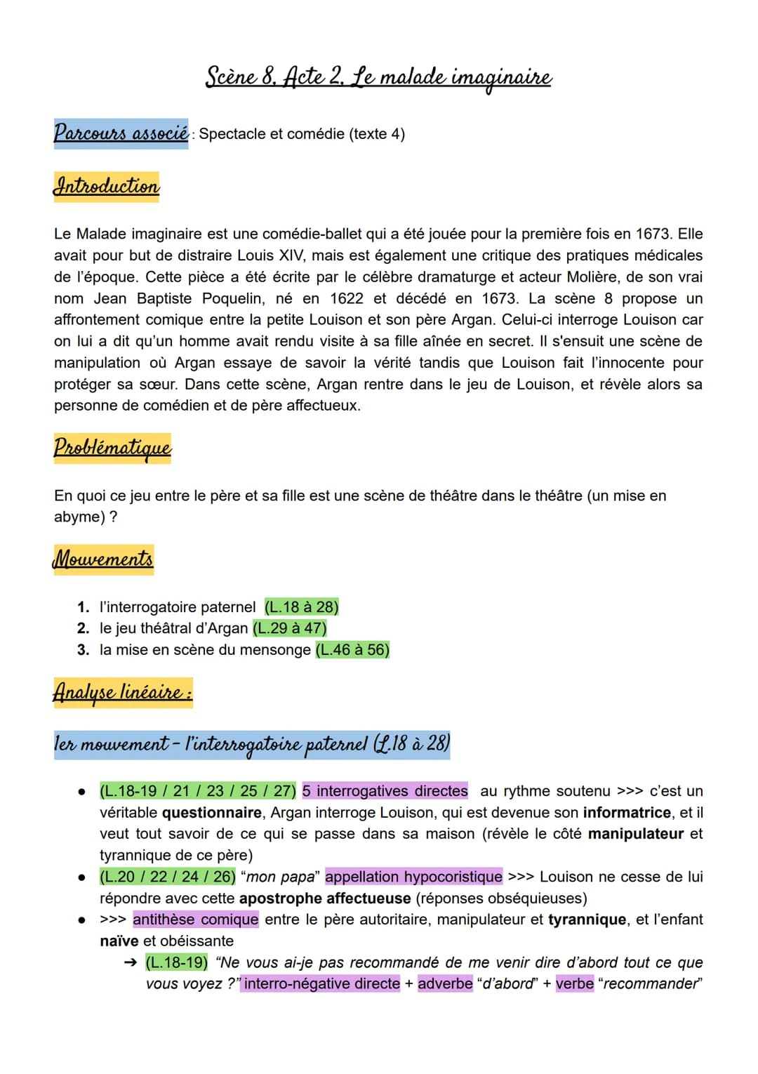 Parcours associé: Spectacle et comédie (texte 4)
Introduction
Scène 8. Acte 2. Le malade imaginaire
Le Malade imaginaire est une comédie-bal