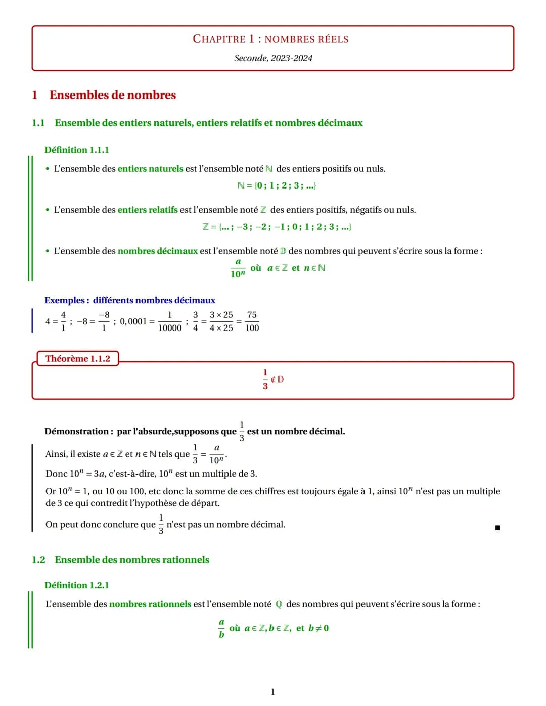 Ensembles de nombres réels