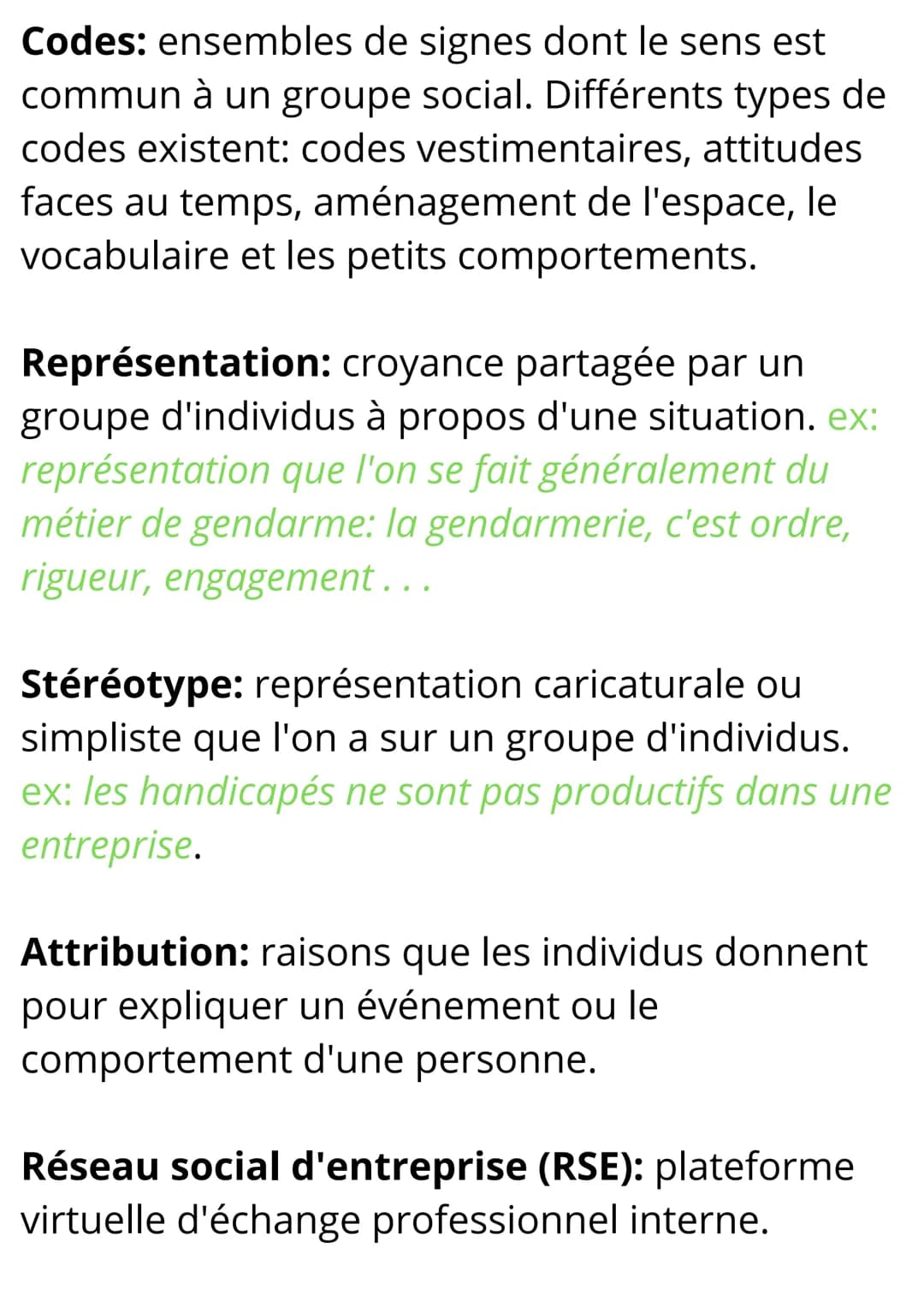 Sciences de Gestion et du
Numérique
Notions et Formules Les interactions au sein de
l'organisation
Notions
Culture: ensemble de croyances, d