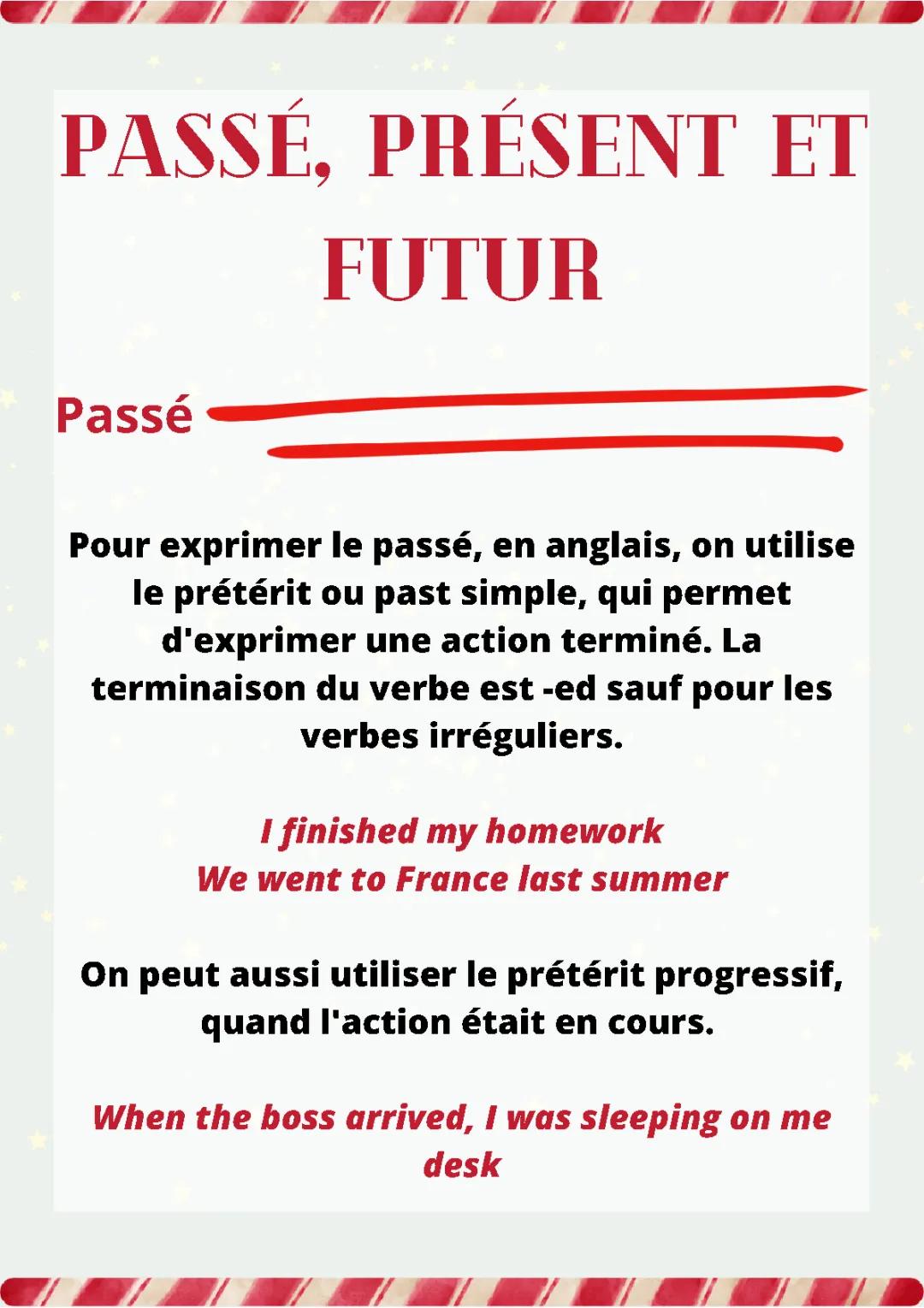 passé, présent et futur en anglais