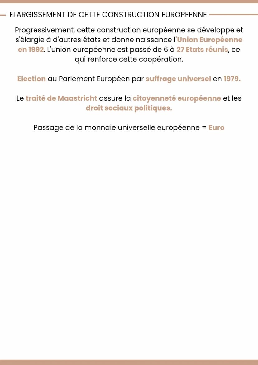 LA COOPERATION POUR UNE PAIX DURABLE
A partir des années 1950, 6 états d'Europe de l'Ouest
entreprennent de coopérer pour promouvoir une pai